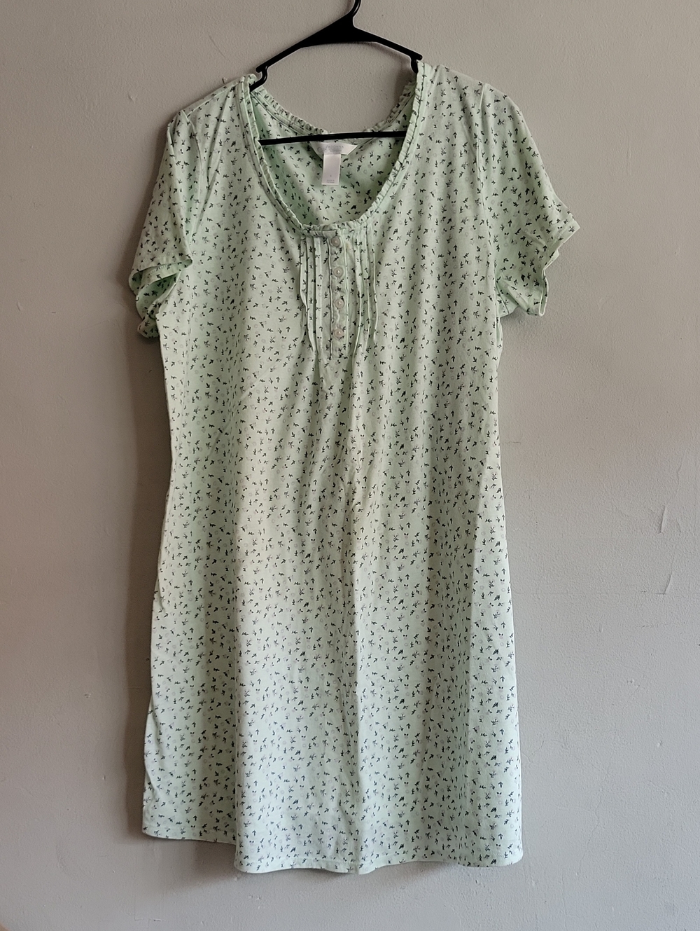 Women's large Adonna sleepwear nightgown light teal floral print